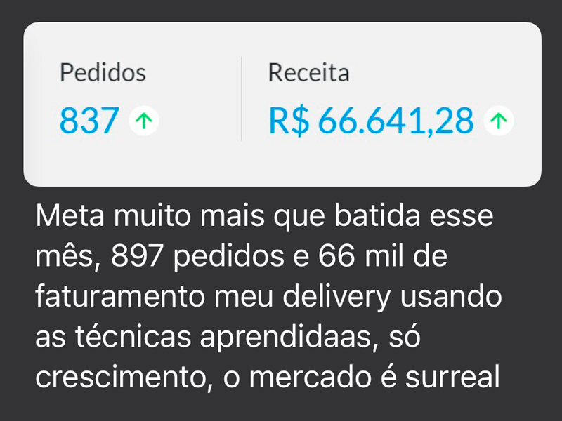 Print de conversa no WhatsApp de um aluno relatando resultado